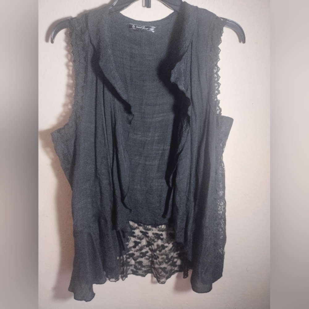 Umgee Top Open Front Black Lace Boho Whimsigoth